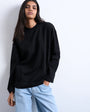 Topshop premium interlock long sleeve skater tee black