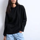 Topshop premium interlock long sleeve skater tee black