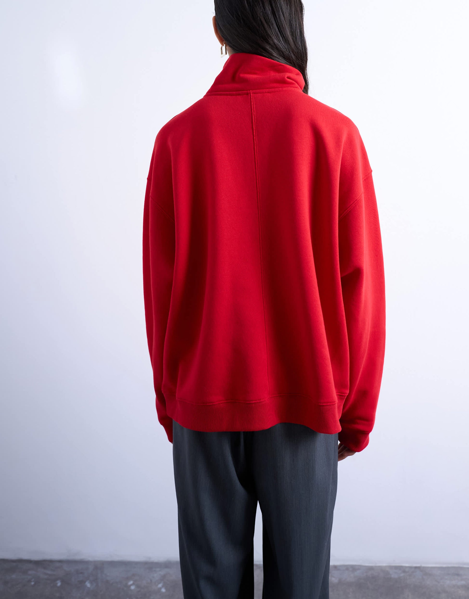 Topshop quarter zip sweat in red