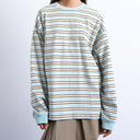 Topshop stripe long sleeve slouchy skater tee in beige
