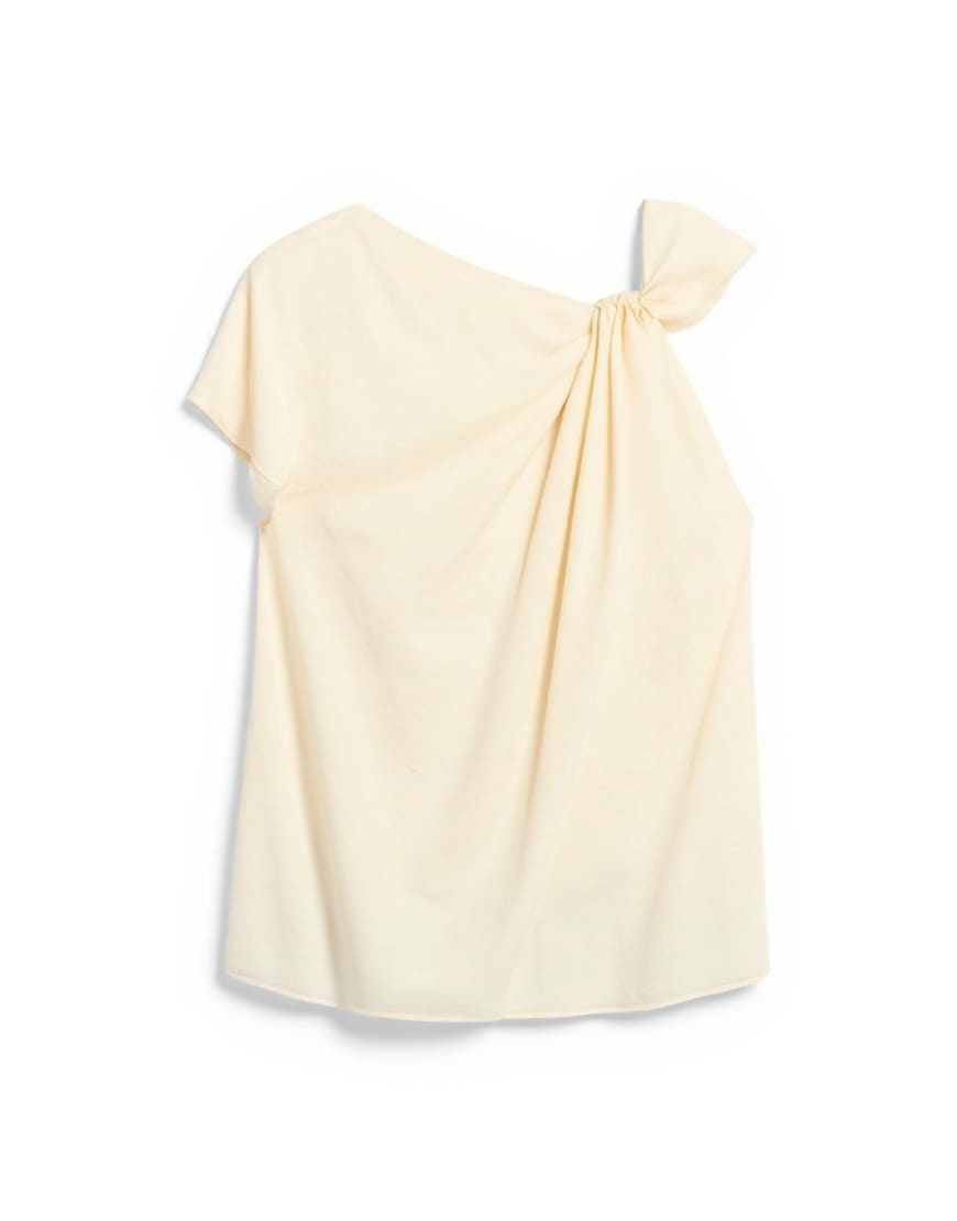 Topshop super soft cupro knot detail top in buttermilk