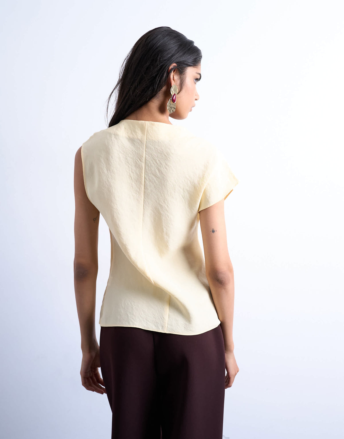 Topshop super soft cupro knot detail top in buttermilk