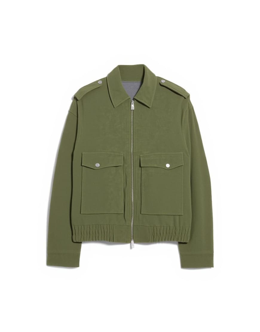 Topshop faux suede quilted lined bomber jacket with popper details in sage green