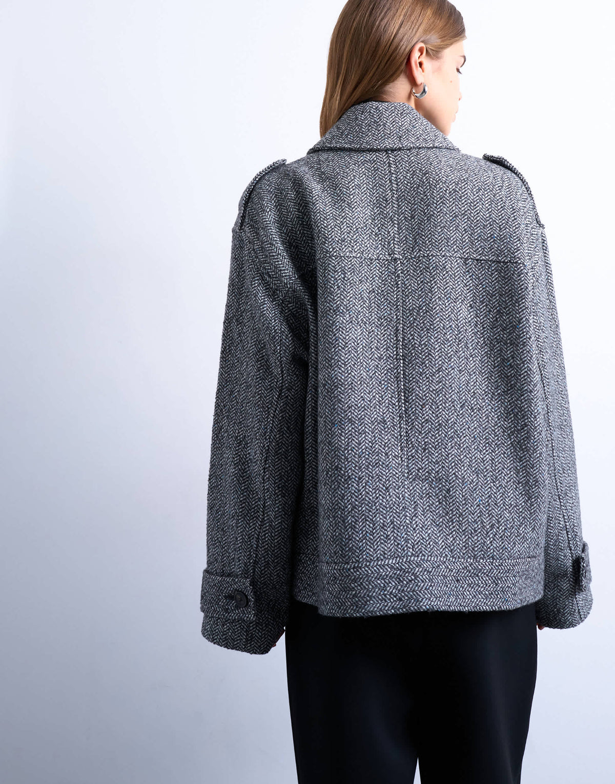 Topshop formal 80s double breast bomber with wool in grey