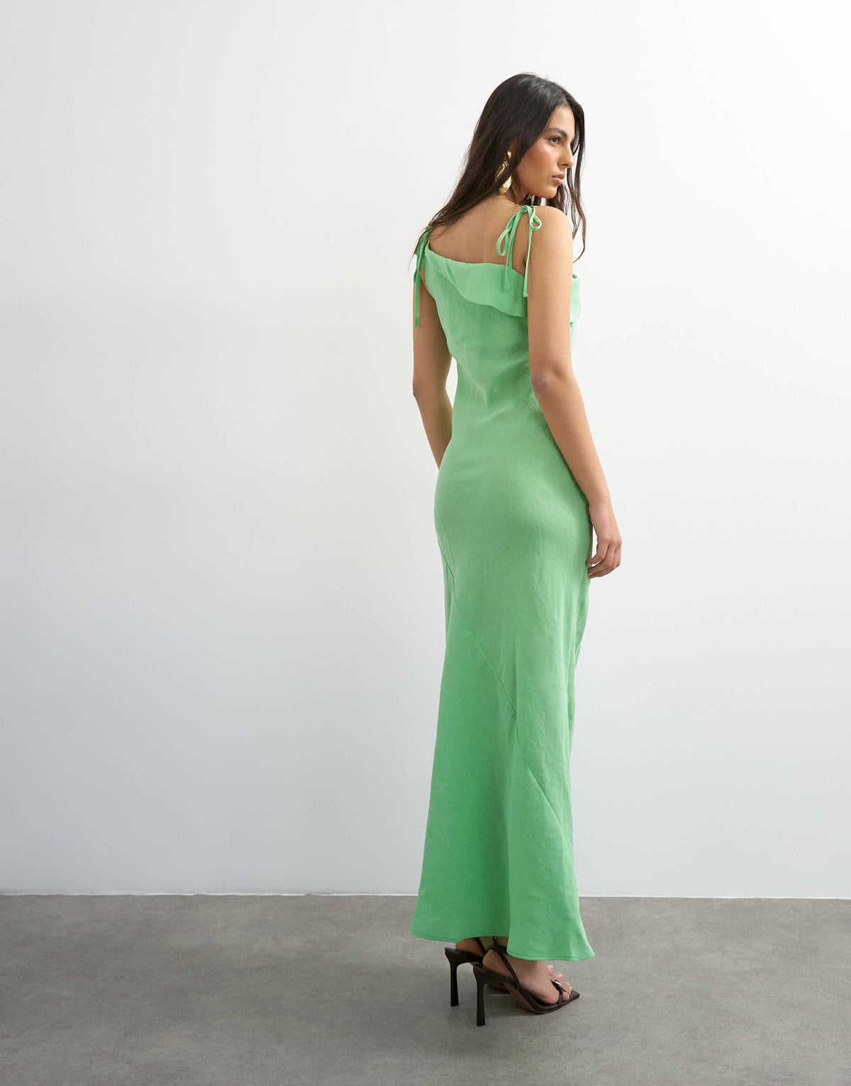 Topshop off shoulder midi dress in apple green