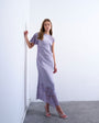 Topshop lace insert grown on shoulder midi dress in dusty lilac