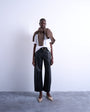 Topshop faux leather barrel leg trouser in black