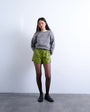 Topshop faux leather runner short in green