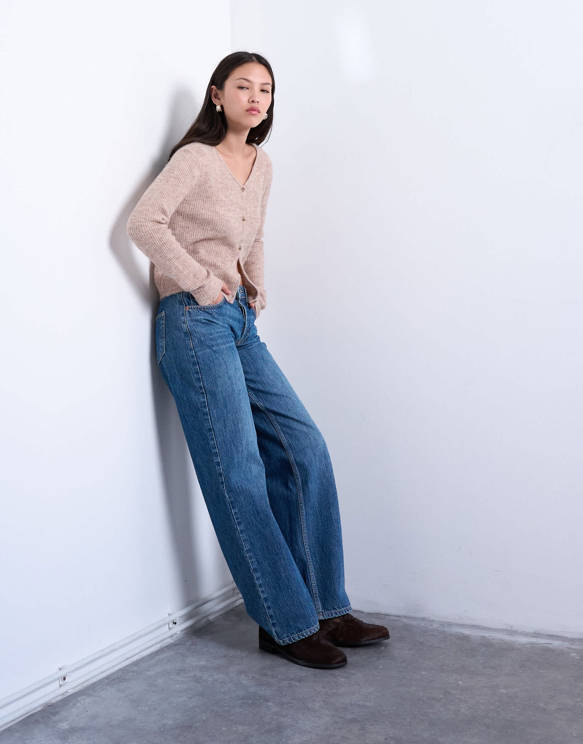 Topshop Hourglass Ember low rise straight leg jean in vintage blue