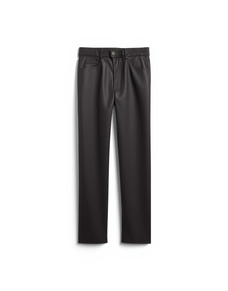 Topshop faux leather cinch trouser in brown
