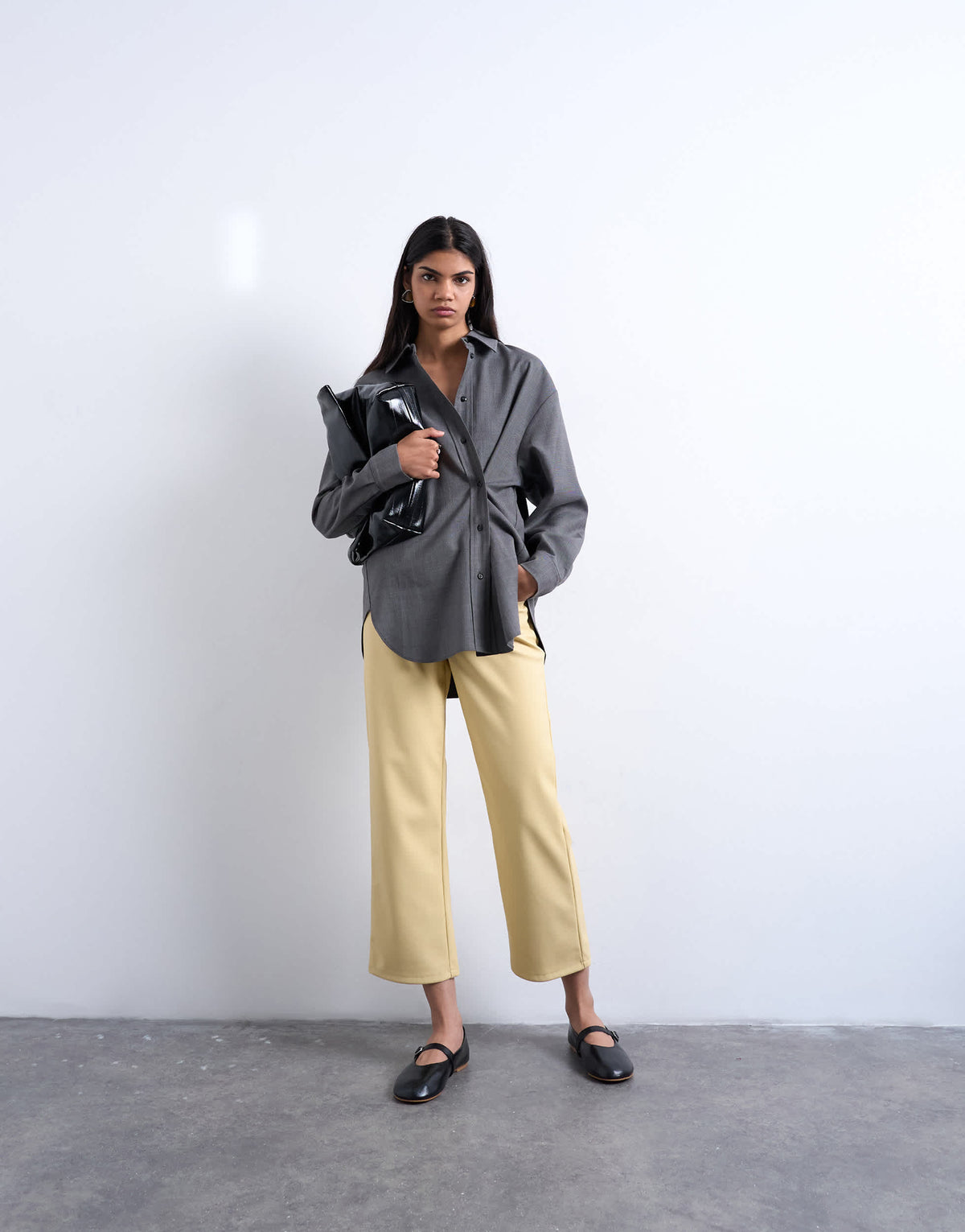 Topshop faux leather ankle grazer trouser in buttermilk