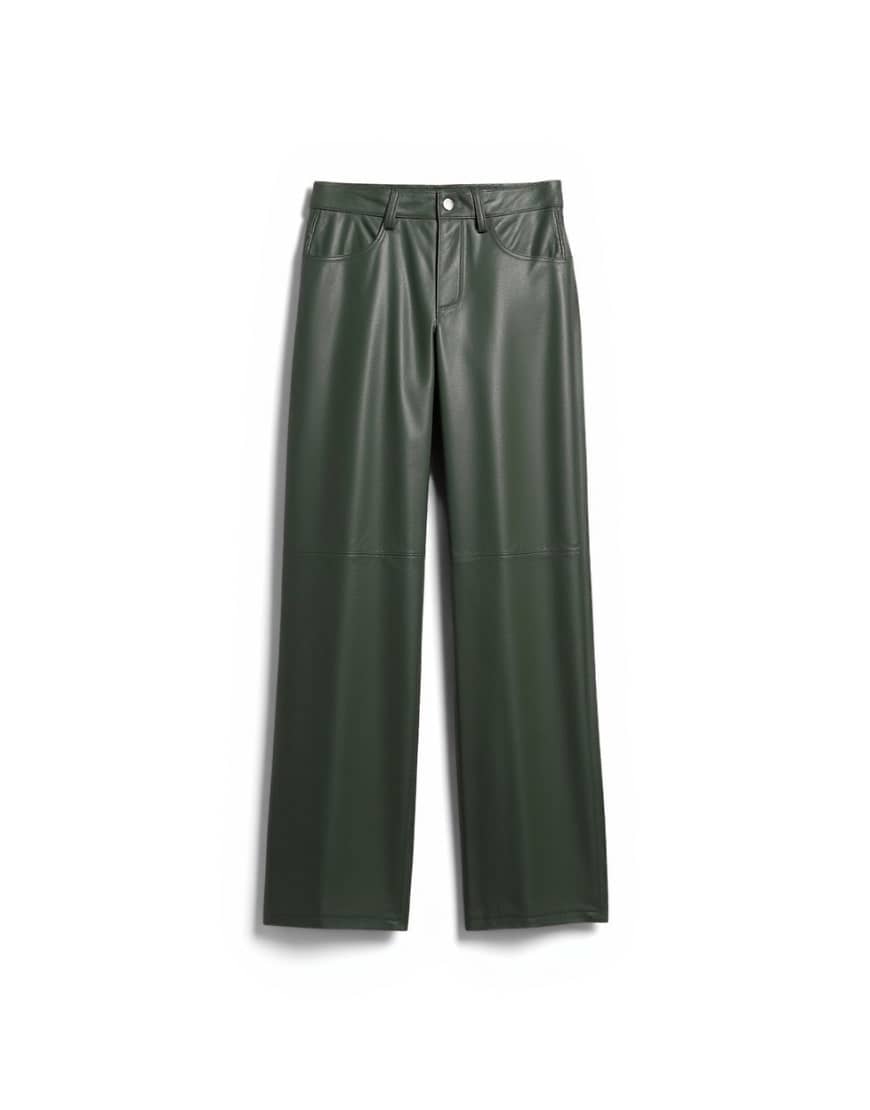 Topshop faux leather cinch trouser in green