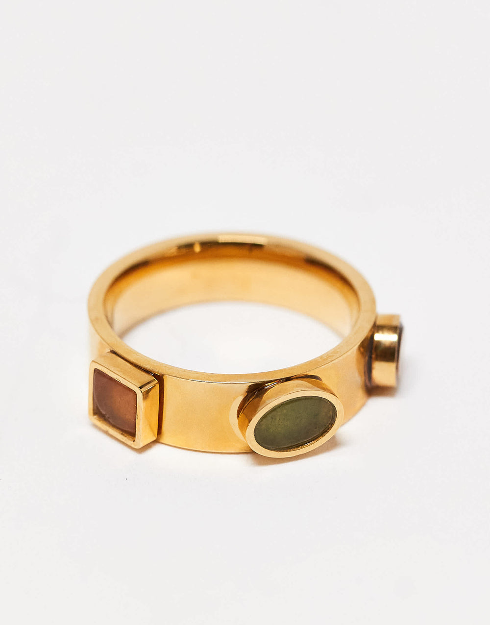Bague Topshop Sadie en acier inoxydable avec pierres semi-précieuses multicolores
