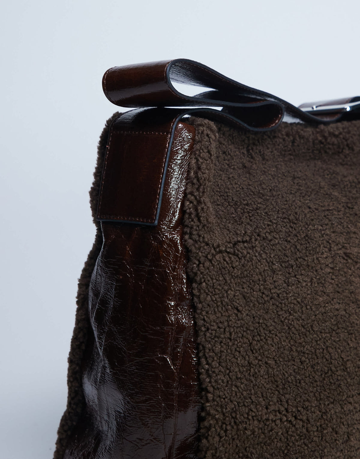 Topshop Tish shealing tote bag with contrast strap in chocolate