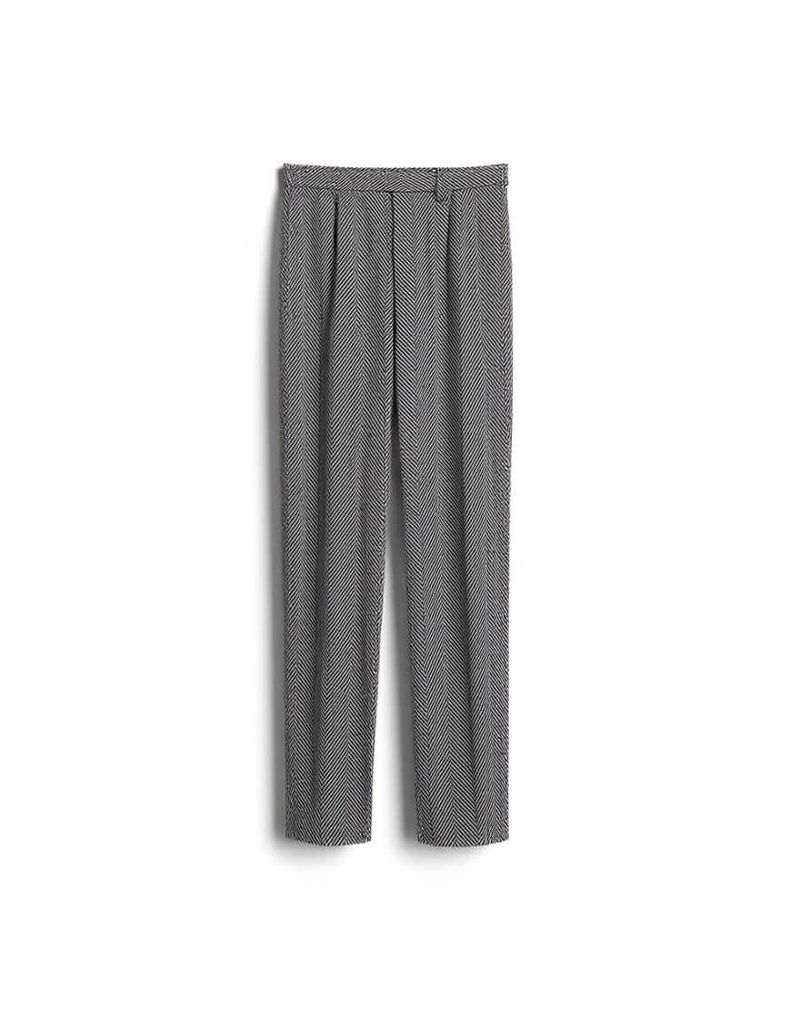 Topman wide leg wool blend herringbone trousers in black
