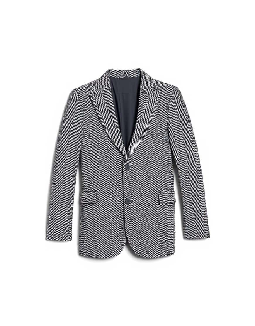 Topman relaxed herringbone wool blend blazer in black 