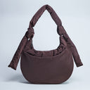 Topshop Terry nylon shoulder zip pocket bag in chocolate