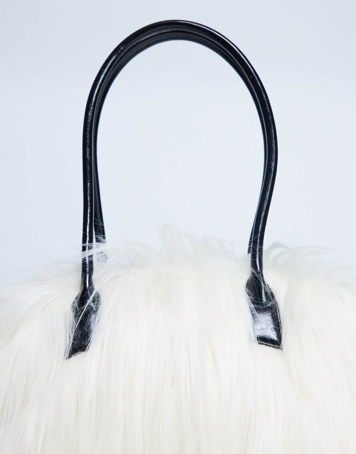 Topshop Shaggy faux fur shoulder bag in off white