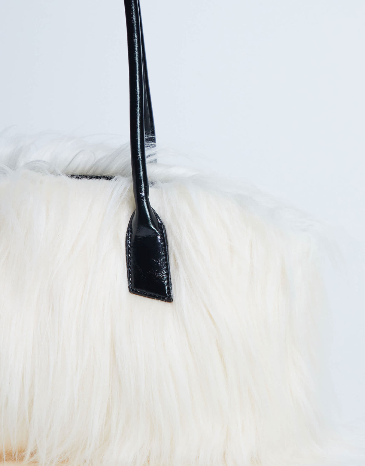 Topshop Shaggy faux fur shoulder bag in off white