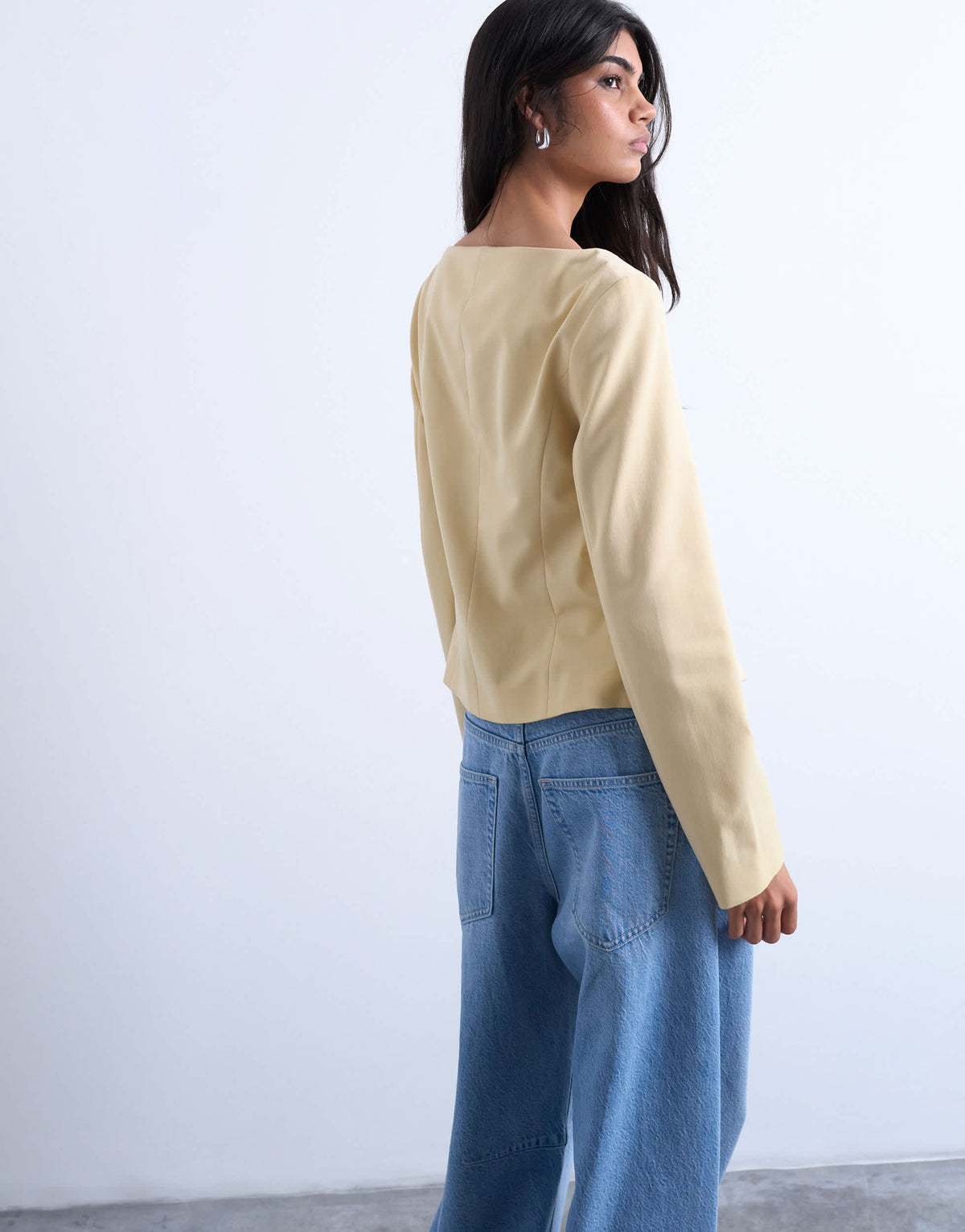 Topshop seam detail blazer top in buttermilk
