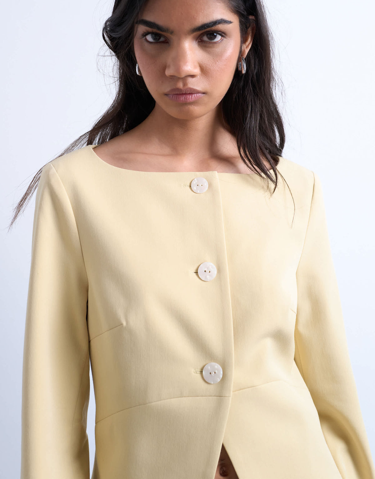 Topshop seam detail blazer top in buttermilk