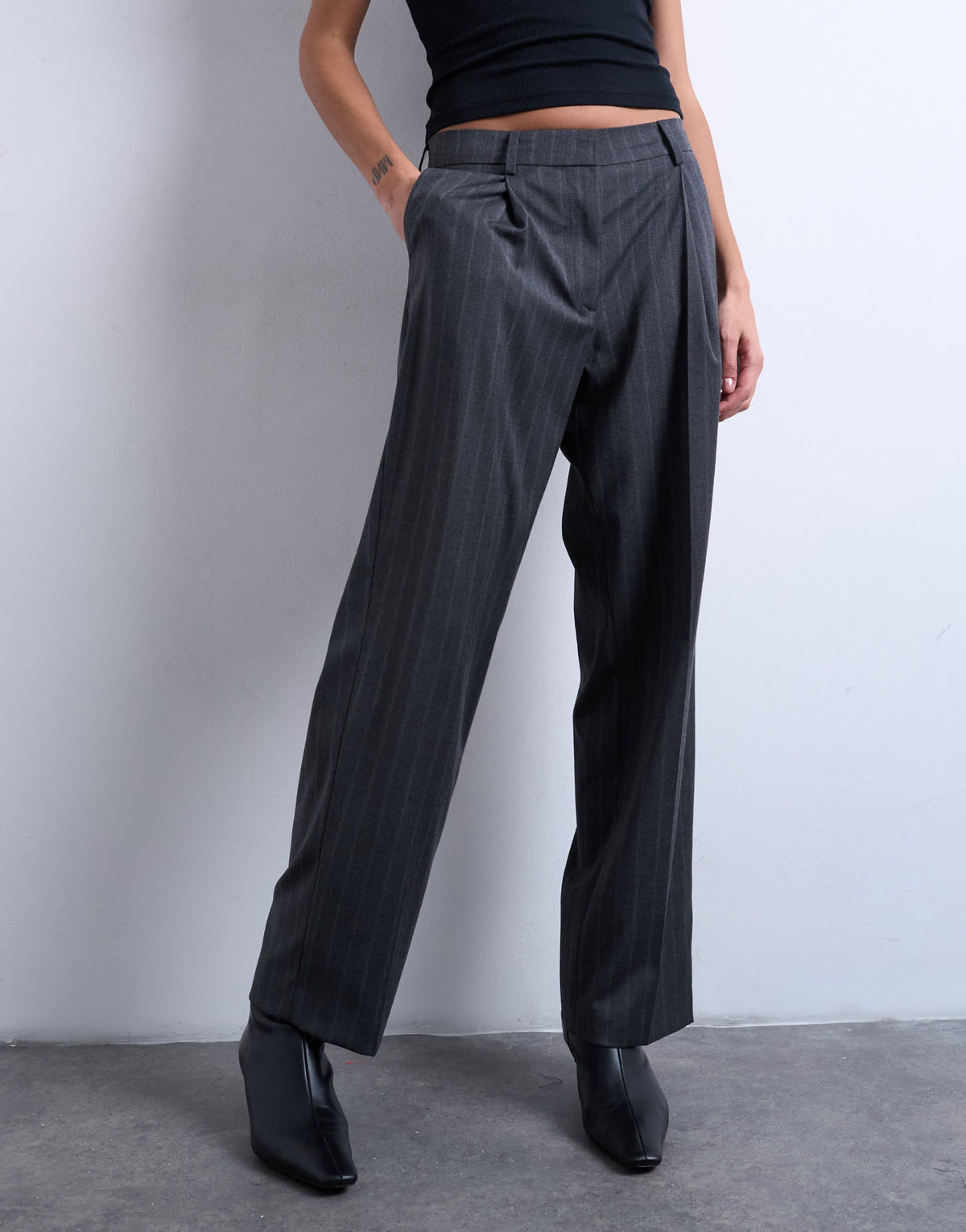 Topshop co ord mensy pinstripe trouser in charcoal
