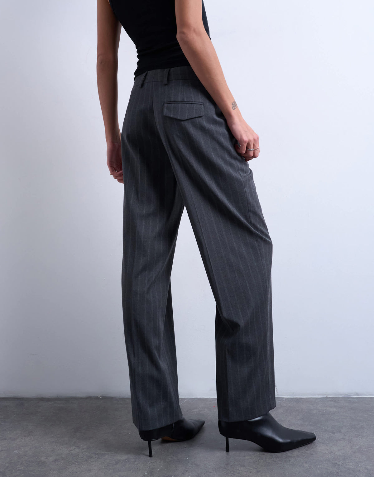 Topshop co ord mensy pinstripe trouser in charcoal