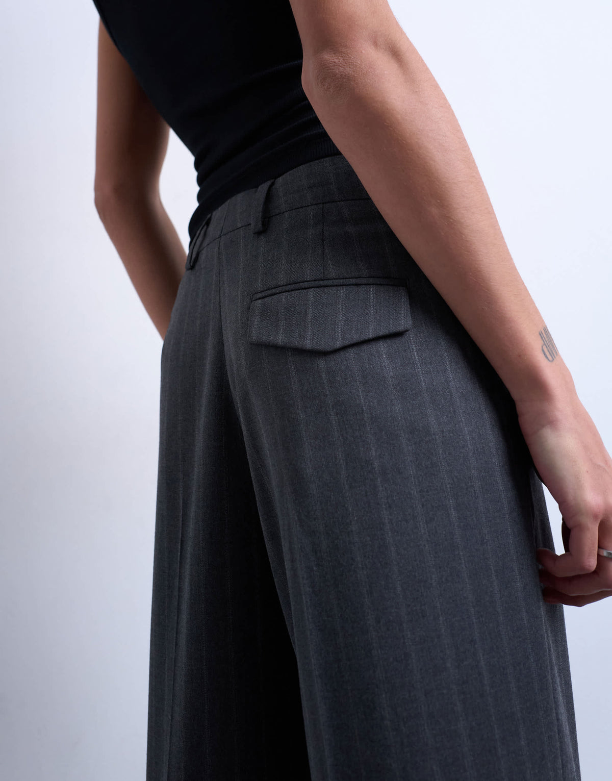 Topshop co ord mensy pinstripe trouser in charcoal