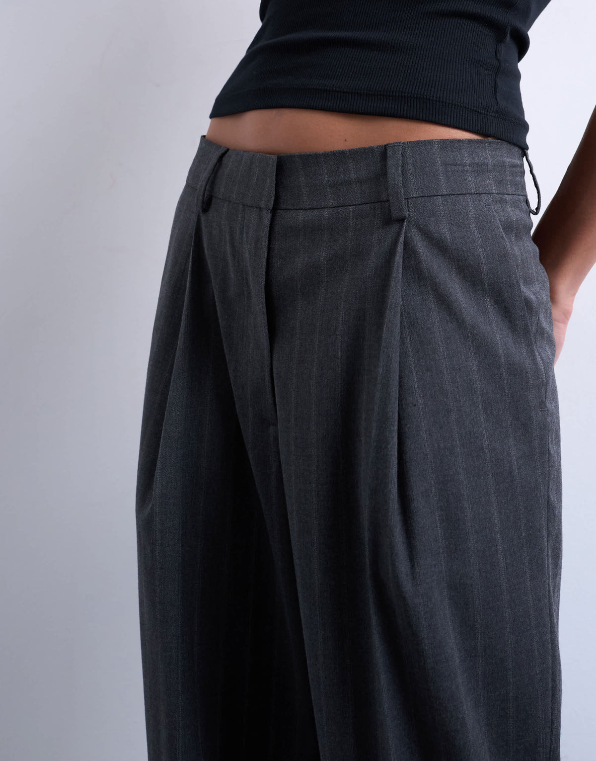 Topshop co ord mensy pinstripe trouser in charcoal