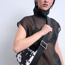 Topshop Kylie nylon cross body with contrast strap in cow print