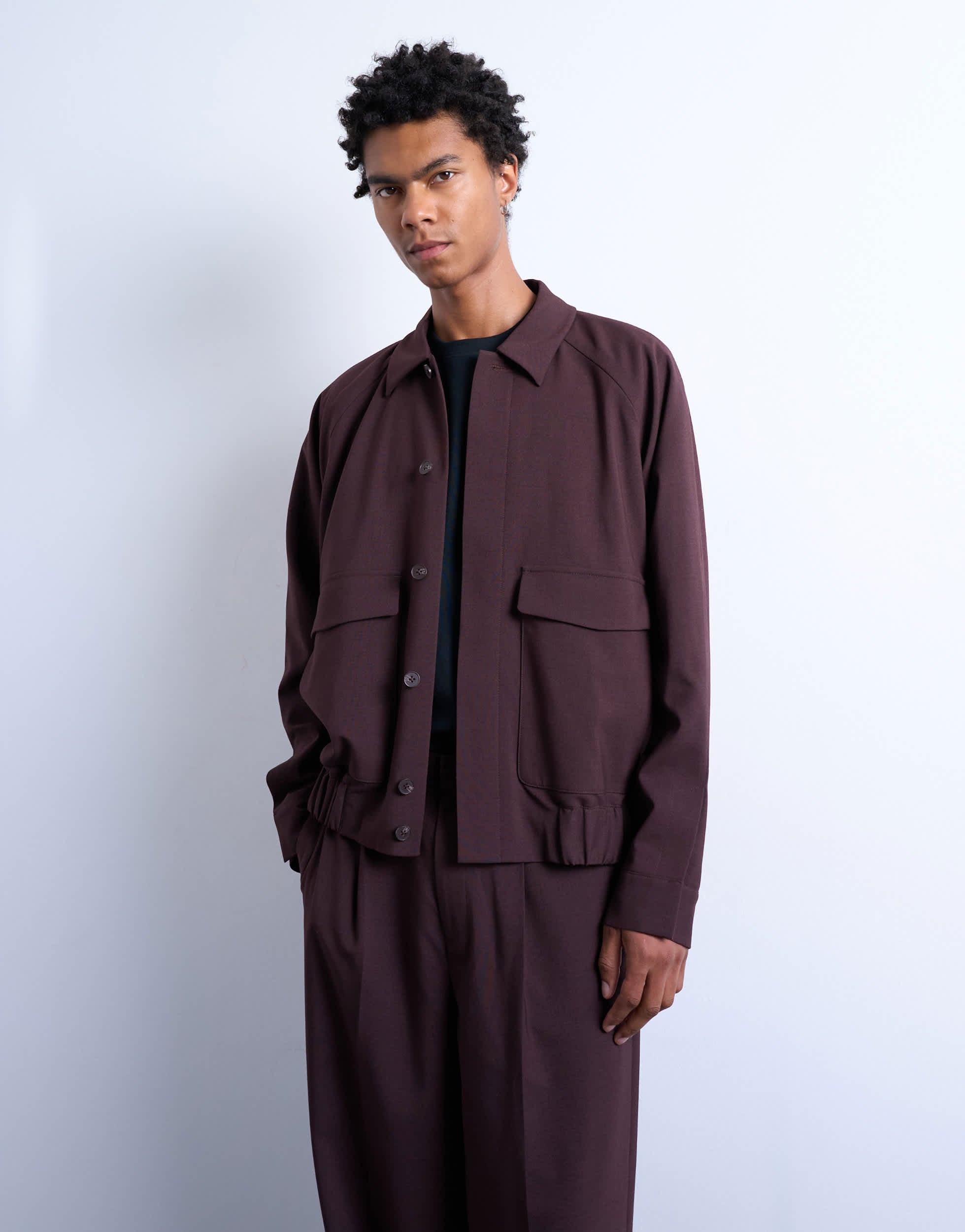 Topman Smart Harrington-Jacke in Burgunder