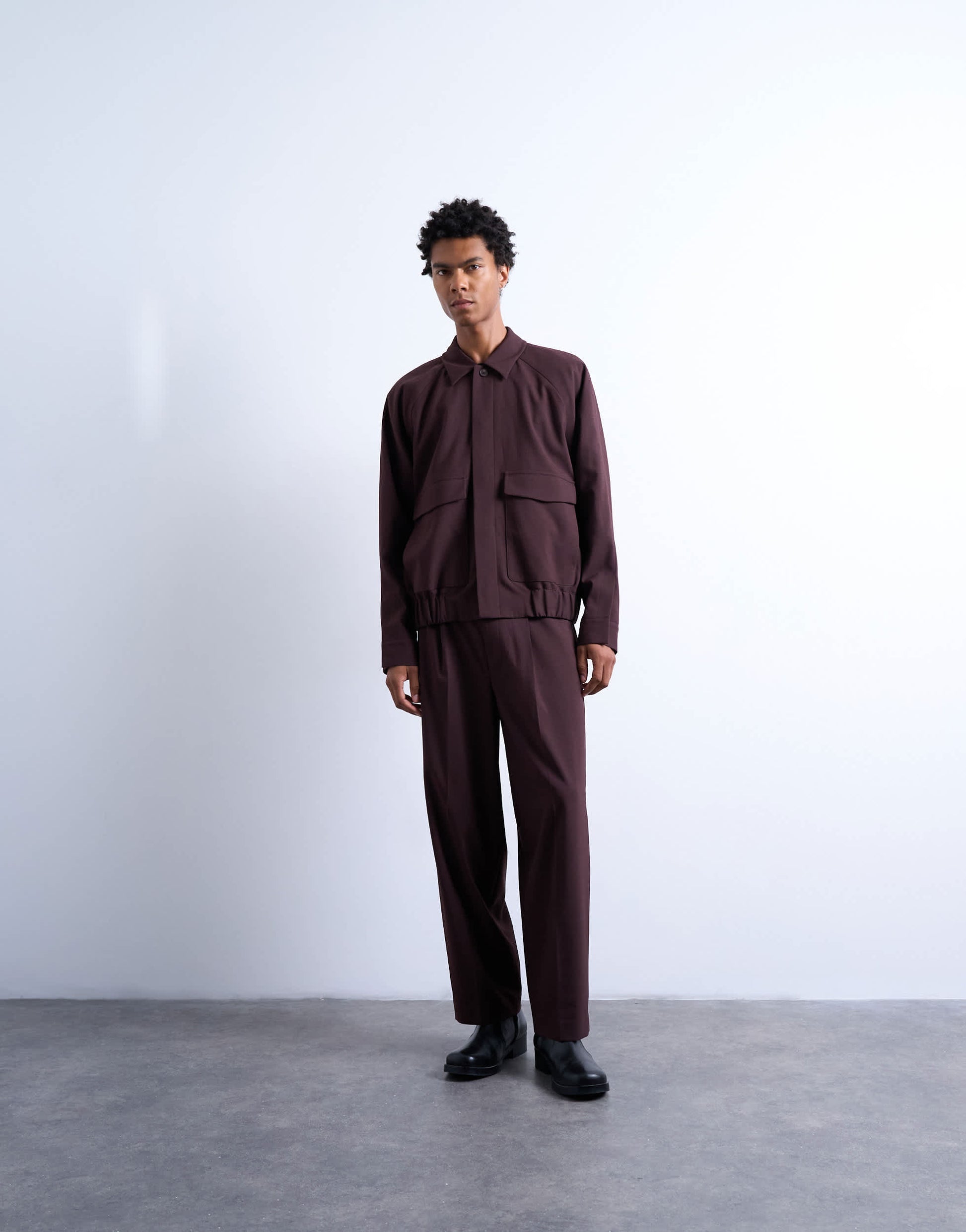 Topman smart harrington jacket in burgundy