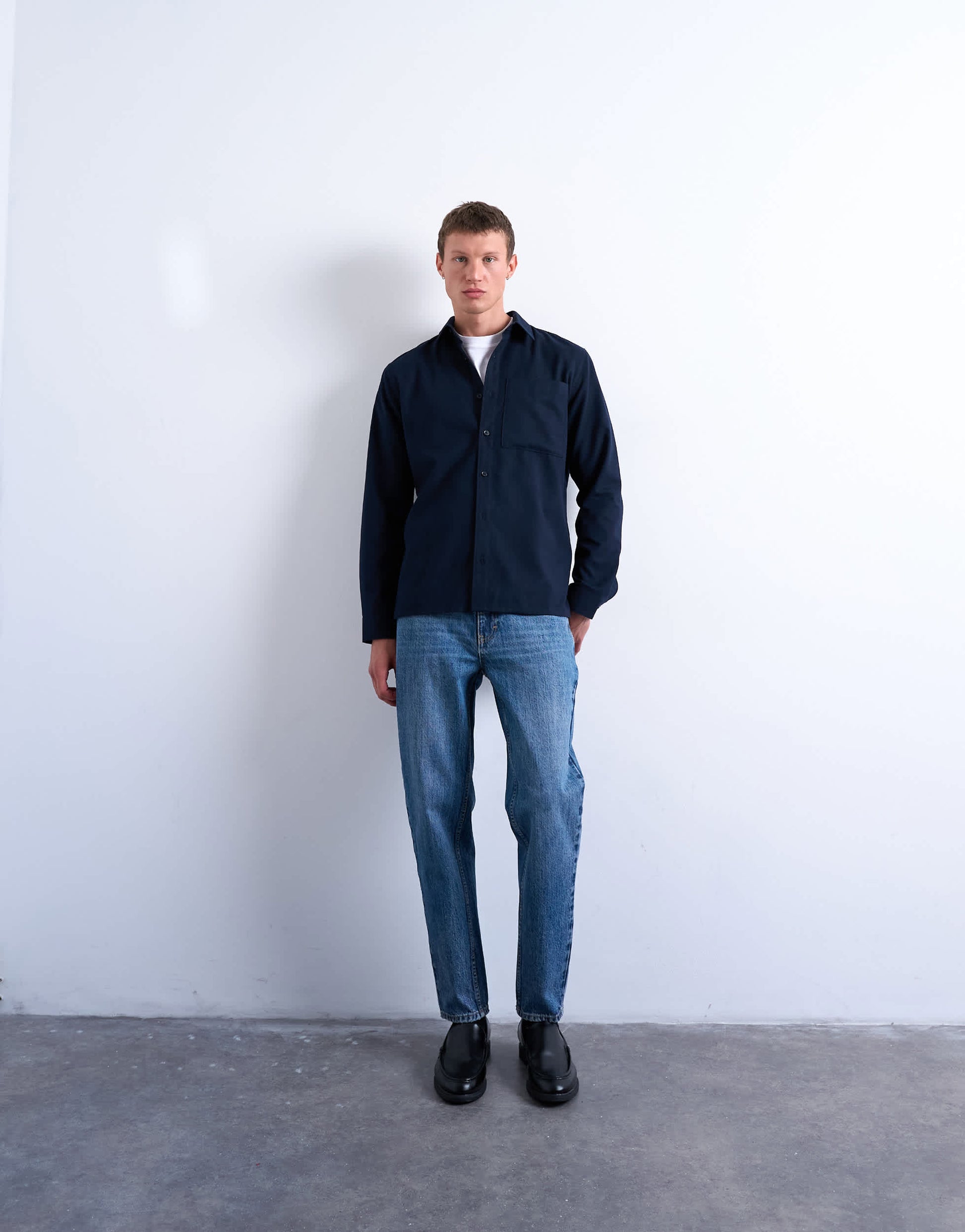 Topman rigid taper jean in mid wash