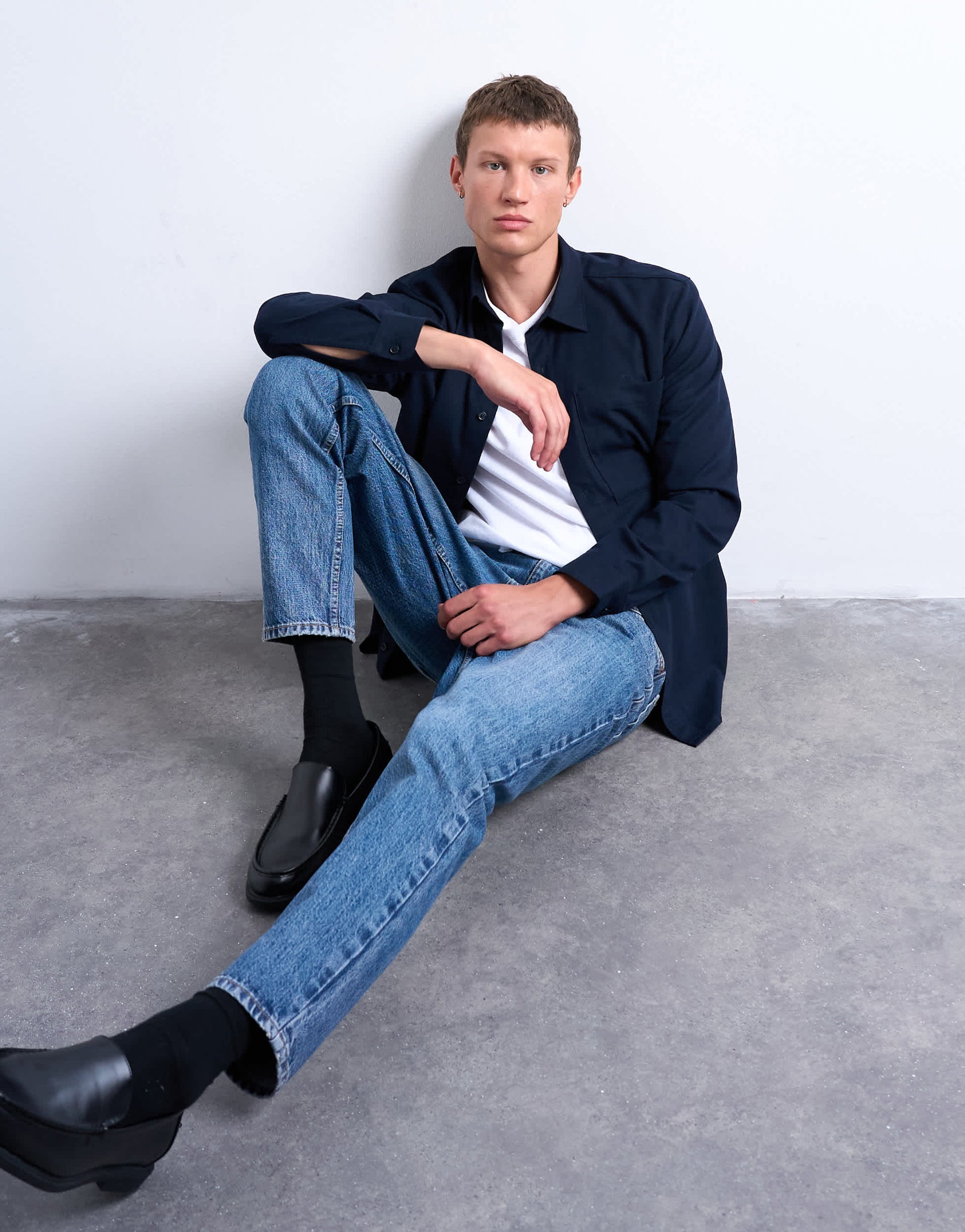 Topman rigid taper jean in mid wash