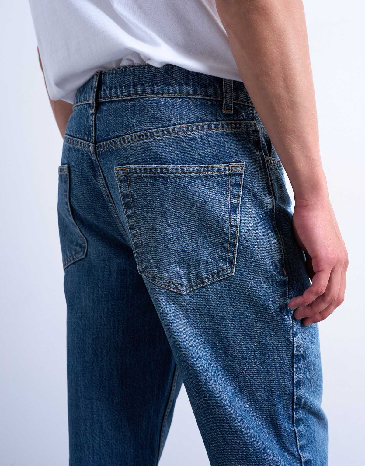 Topman rigid taper jean in mid wash