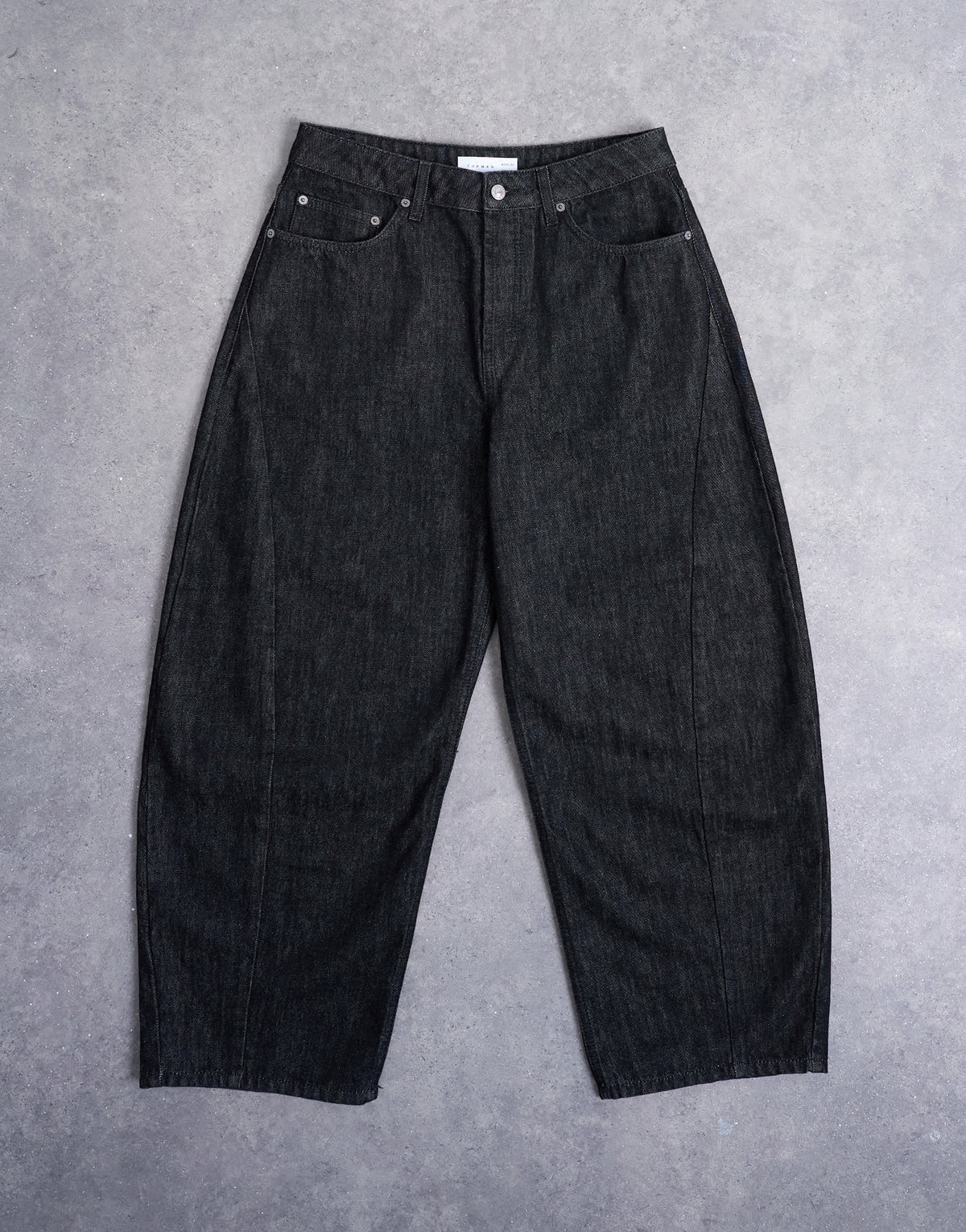 Topman rigid barrel jean in raw black