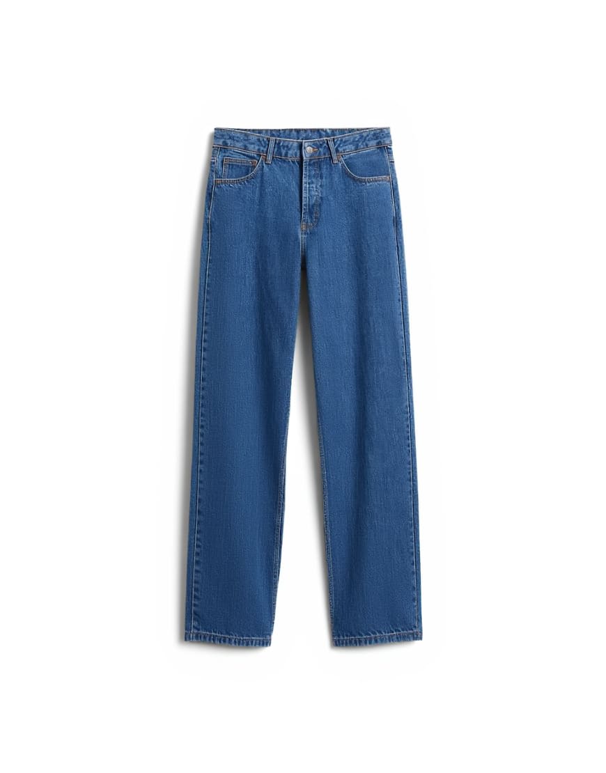 Topman rigid baggy jean in mid wash