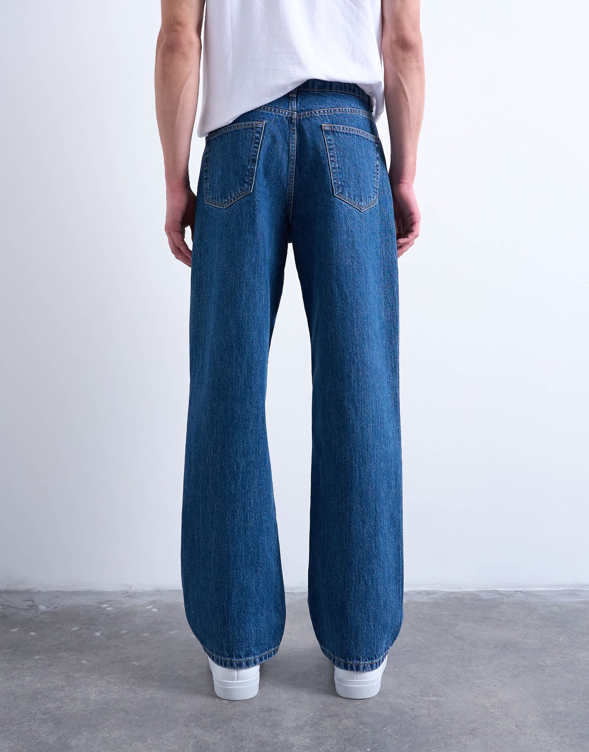 Topman rigid baggy jean in mid wash