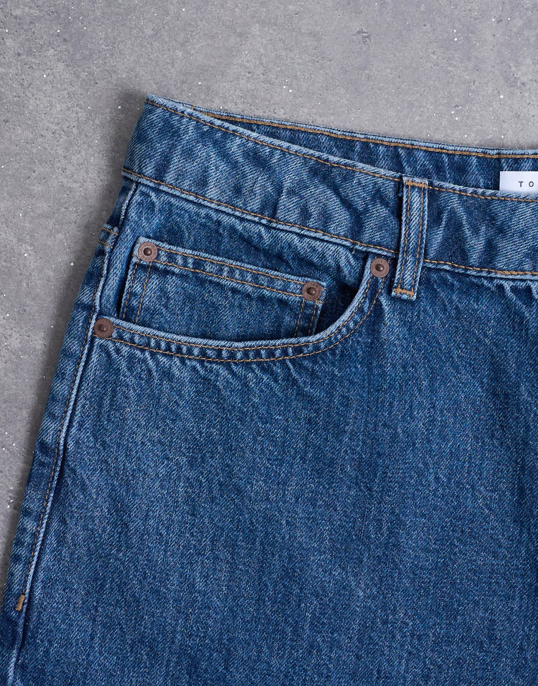 Topman rigid baggy jean in mid wash