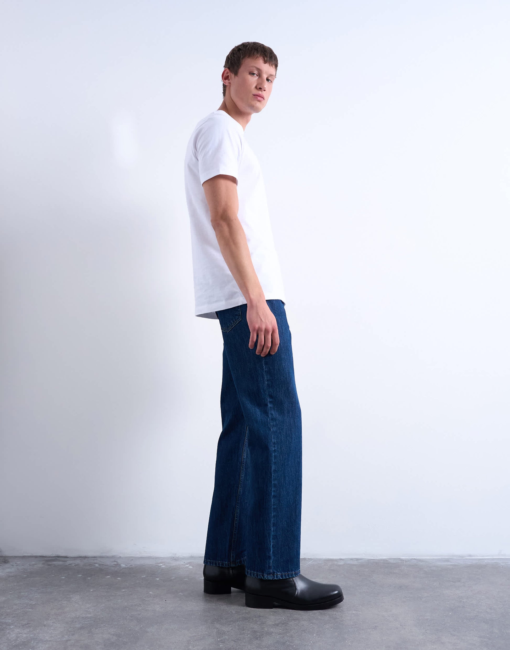 Topman rigid straight jean in dark wash blue