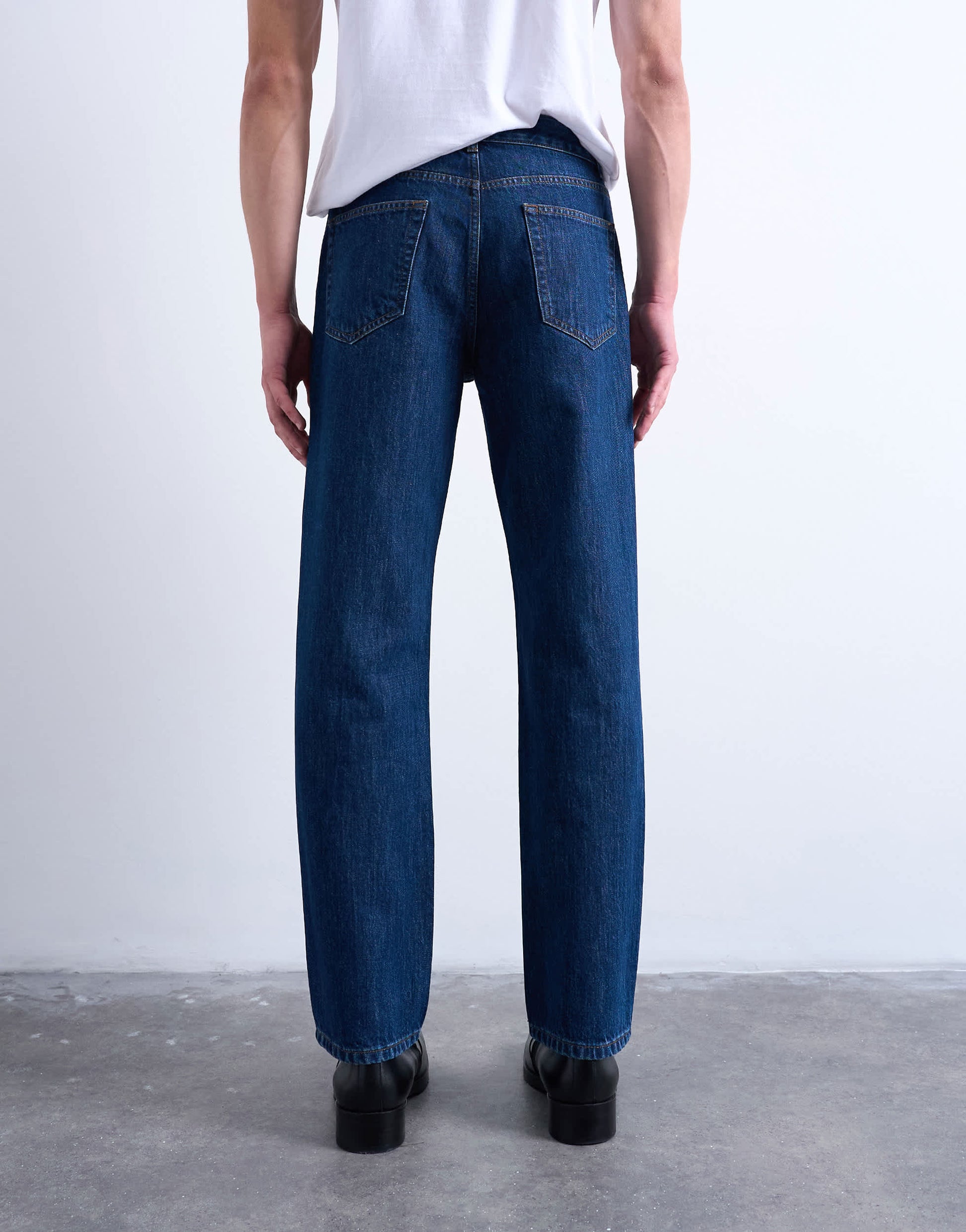 Topman rigid straight jean in dark wash blue