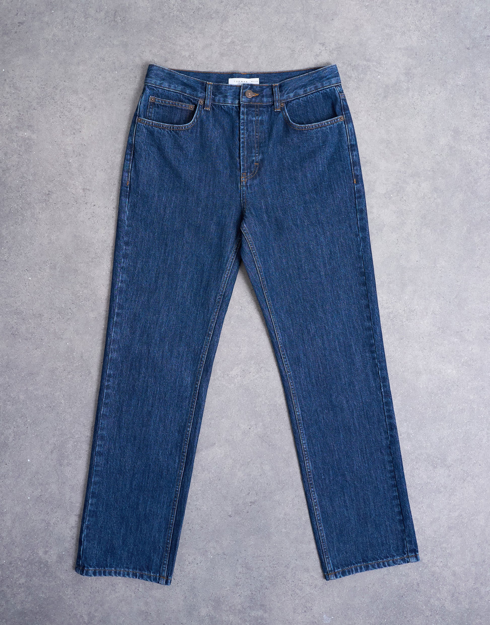 Topman rigid straight jean in dark wash blue