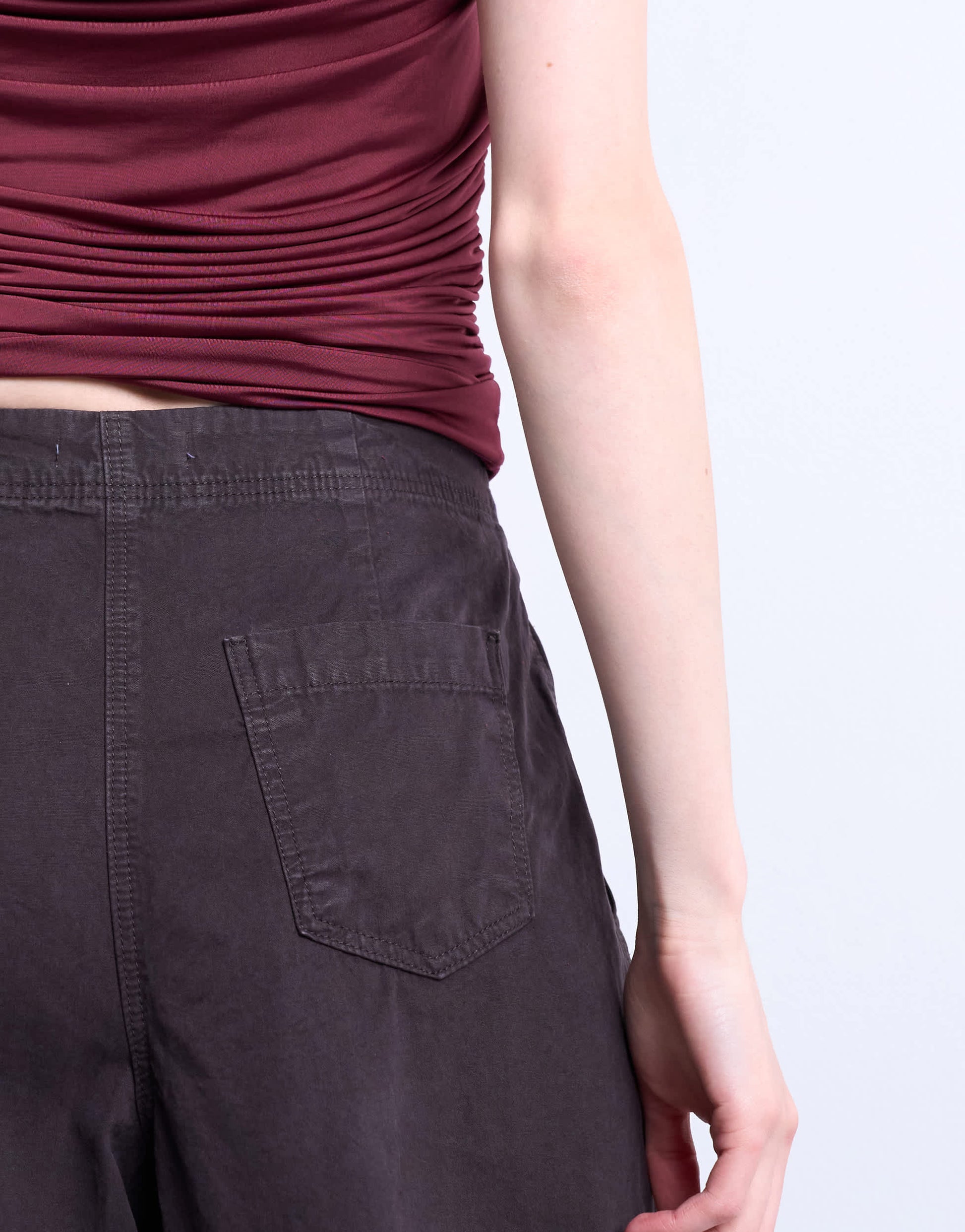 Topshop casual barrel flag trouser in chocolate