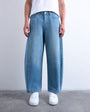 Topman rigid barrel jean in mid wash