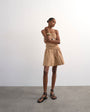 Topshop poplin ruched bandeau mini dress in taupe