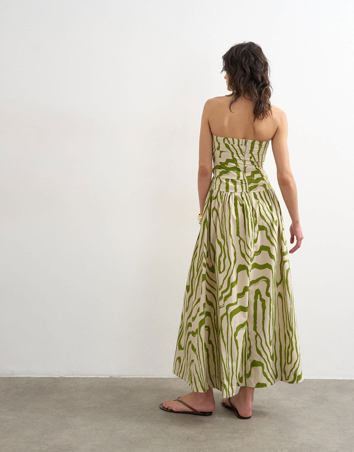Topshop ruched bandeau midi dress in stripe