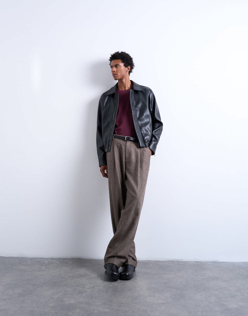 Topman Jacke aus weichem Kunstleder in Schwarz