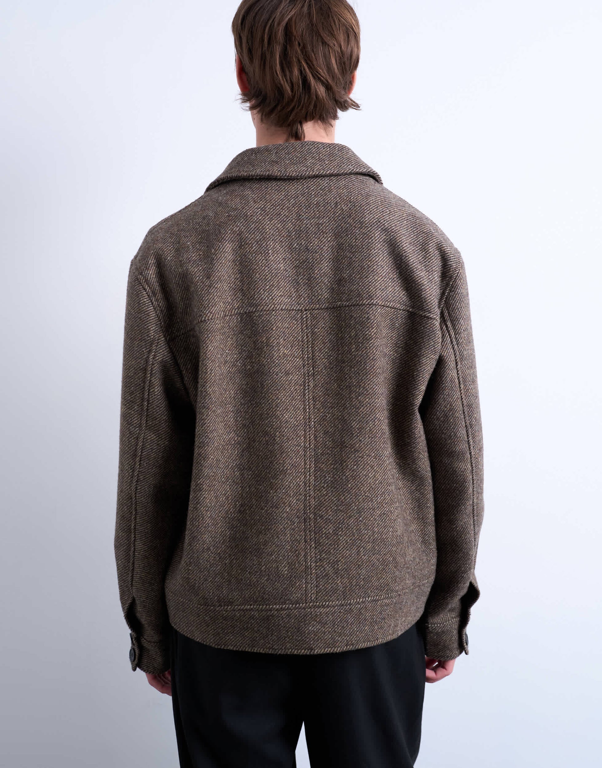 Topman herringbone short jacket in brown
