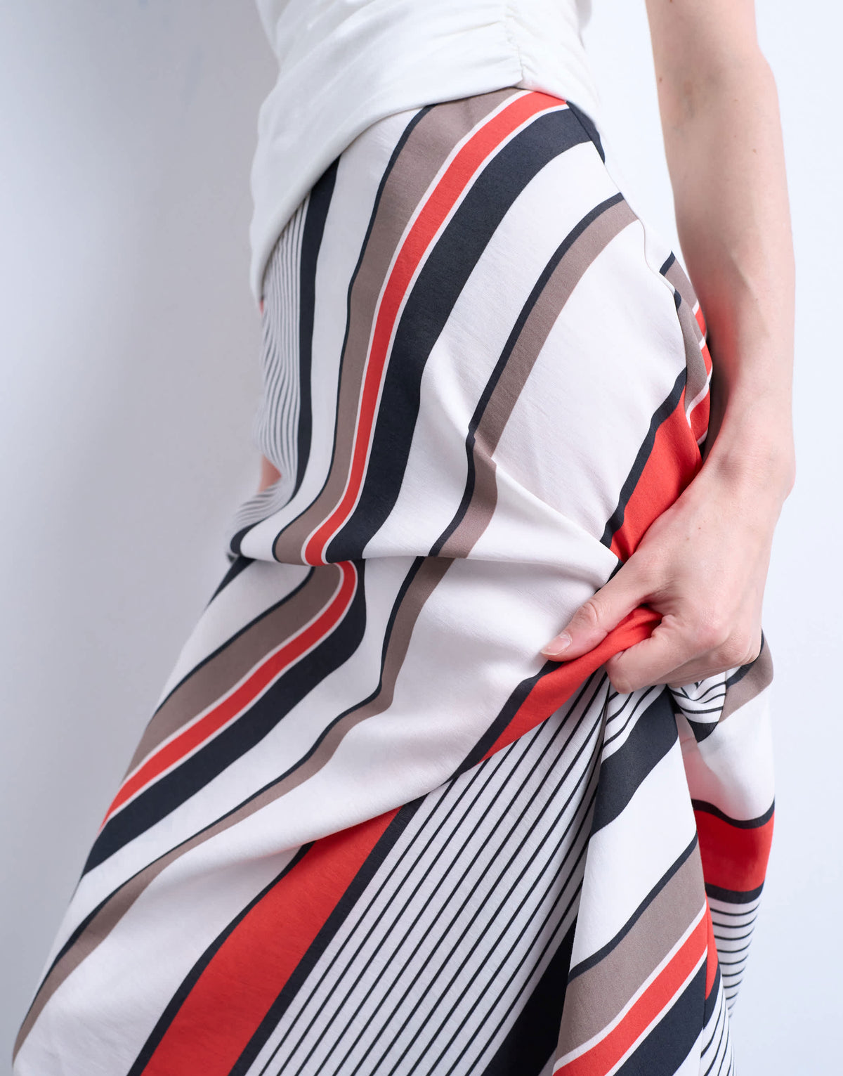 Topshop flood length maxi bias skirt in red and white stripe