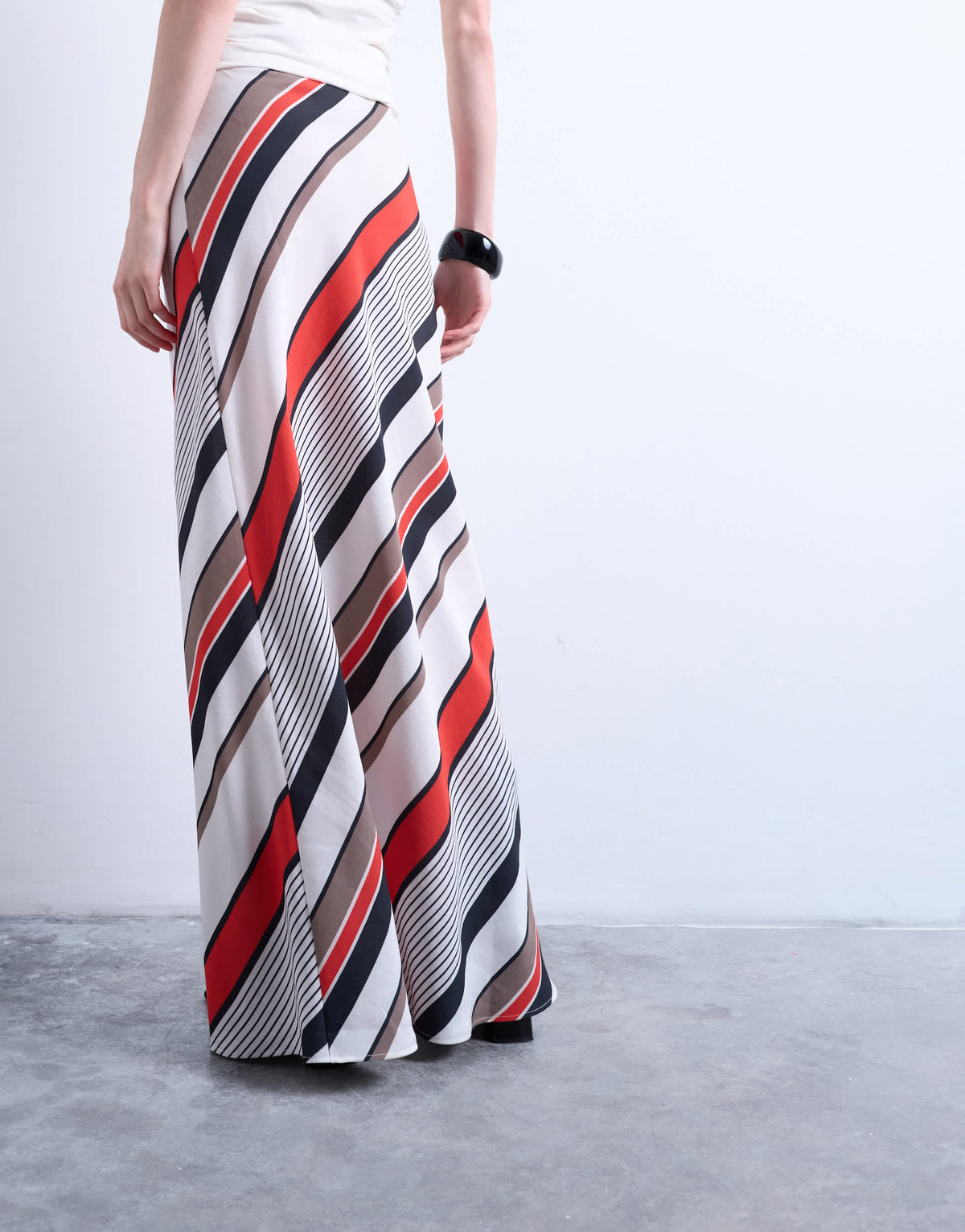 Topshop flood length maxi bias skirt in red and white stripe